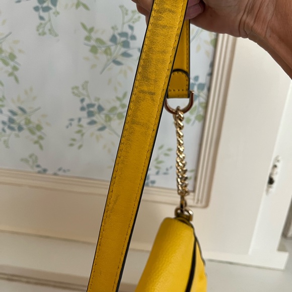 Michael Kors Bright Yellow Pebbled Leather Shoulder Bag - Picture 15 of 15